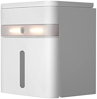 מחזיק נייר טואלט רכוב על קיר ZYJBM עם תאורת LED חיישן חכם קופסת אחסון ברקמות אמבטיה גדולות