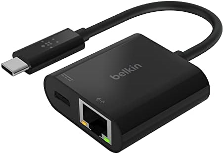 מתאם Belkin USB C ל- Ethernet - יציאת Gigabit Ethernet תואמת למכשירי USB C - USB C ל- Ethernet כבל עבור MacBook Pro ו- Dell XPS 13 מחשבים