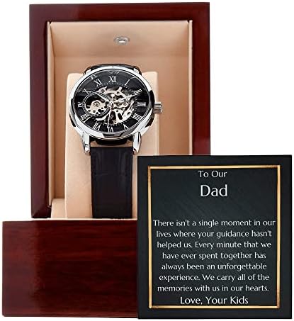 מתנה לאבא מתנה מילדים של ילדים פתוחים שעונים על אבות מתנה לאן אין רגע אחד, שעון העבודה הפתוחה של הגברים עם קופסת מהגוני, שעון גברים, רעיונות