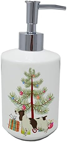 אוצרות קרוליין 3537 סבון אנגלית ספרינגר ספנייל מתקן לסבון קרמי מעץ חג המולד, מתקן לסבון ידני בקבוקי משאבה למטבח רחצה, מיכל סבון נוזלי