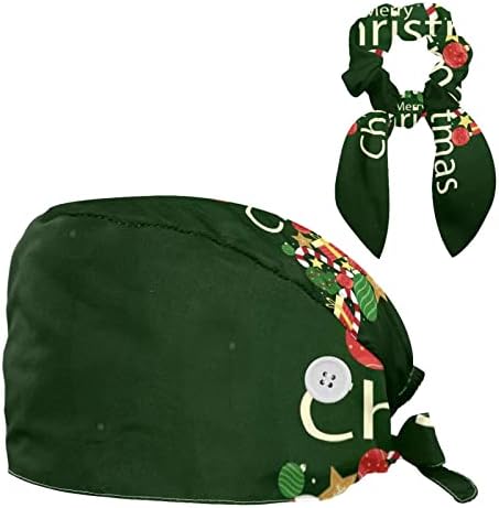אחות לשפשף כובעי נשים שלג לחג המולד קופסאות נוכח קופסאות כחולות מתכווננות כובע עבודה עם כפתור ושיער קשת סקראנצ'י