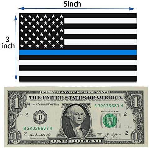 קו כחול דק אמריקאי דגל ארהב 2 חבילות מדבקות מגנט רפלקטיבי 5 אינץ 'x 3 אינץ' לרכב, משאית, רכב שטח למשטרה ואכיפת החוק