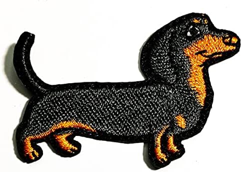 SareeSy Set Set 2 PCS. כלב נקניק מצויר ברץ על טלאים מדבקות רקמת אופנה בעבודת יד לבגדים פולו חולצה מעילים תרמילי תרמילים או מתנות ליום