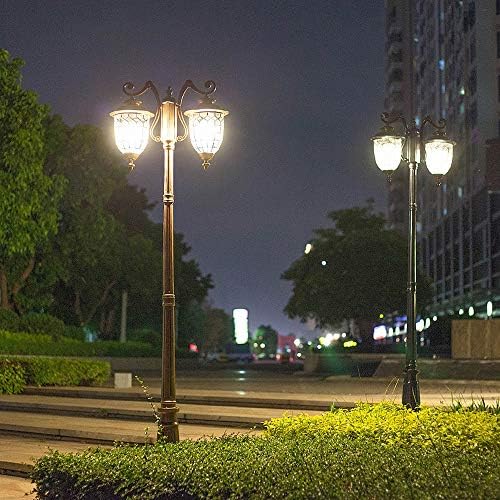 GJCQZQ נתיב אורות מוט גבוה מנורה ראש כפול מנורת עמוד חיצוני מנורה P55 אטום מים אלומיניום זכוכית חיצונית קיר קיר עמוד מנורת רחוב מנורת
