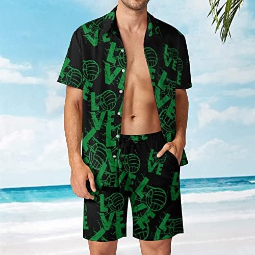 כדורעף אוהב את הגברים בהוואי הגברים חולצות שרוול קצר ומכנסיים תלבושות חוף קיץ רופפות אימונית מתאימה