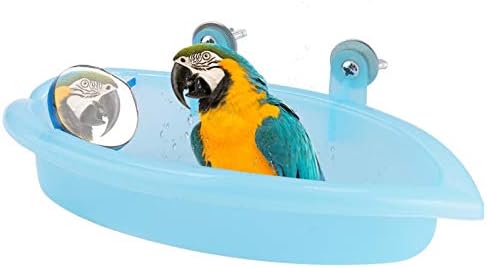 קופסת רחצה של ציפורים, חיות מחמד כחולות, חיות מחמד אמבטיה אמבטיה אמבטיה עם אמבטיה עם מראה ציפור אמבטיה אביזרי כלוב ציפורים לציפורים קטנות